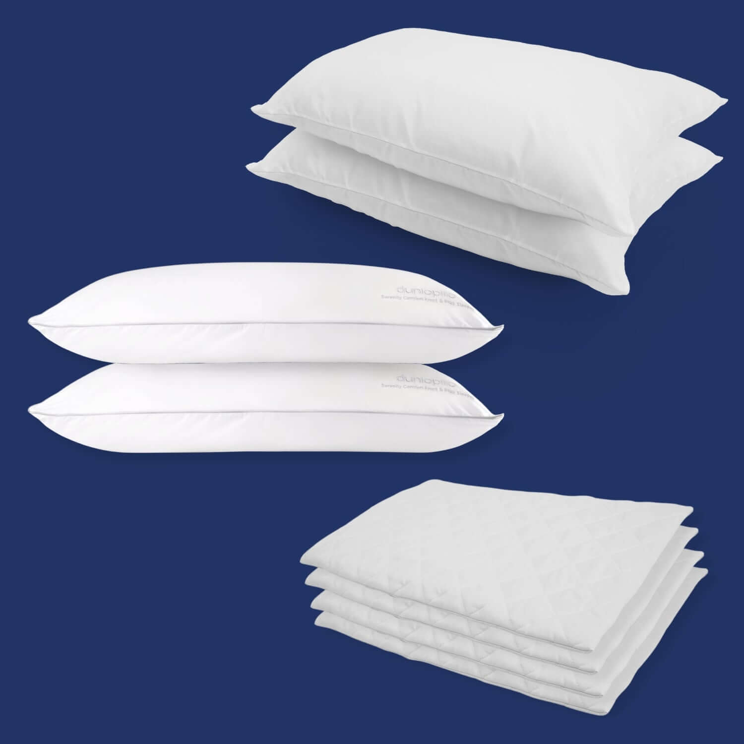 Dunlopillo Serenity Bundle - 4 Pillows and Protectors | UK's Leading Pillow Specialist | UK's Lowest Prices | Featuring UK's Best Brands including TEMPUR®, Dunlopillo, Hypnos, Silentnight, Sealy, Seriously Comfortable & More