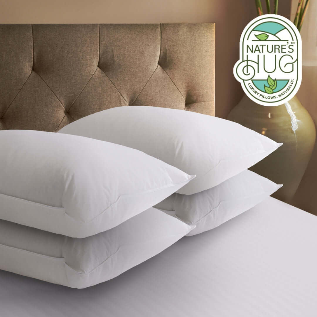 Nature's Hug Duck Feather and Down Pillow - Pack of 4 | UK's Leading Pillow Specialist | UK's Lowest Prices | Featuring UK's Best Brands including TEMPUR®, Dunlopillo, Hypnos, Silentnight, Sealy, Seriously Comfortable & More