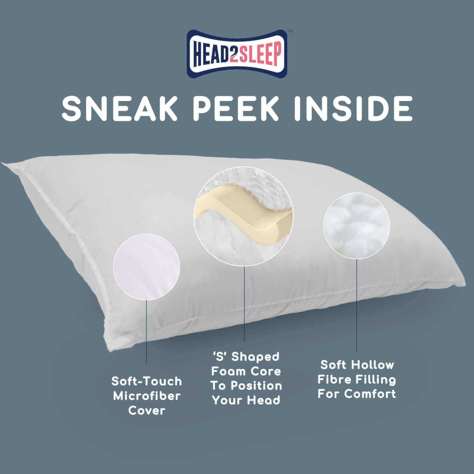 Head2Sleep Anti-Snore Support Pillow | UK's Leading Pillow Specialist | UK's Lowest Prices | Featuring UK's Best Brands including TEMPUR®, Dunlopillo, Hypnos, Silentnight, Sealy, Seriously Comfortable & More