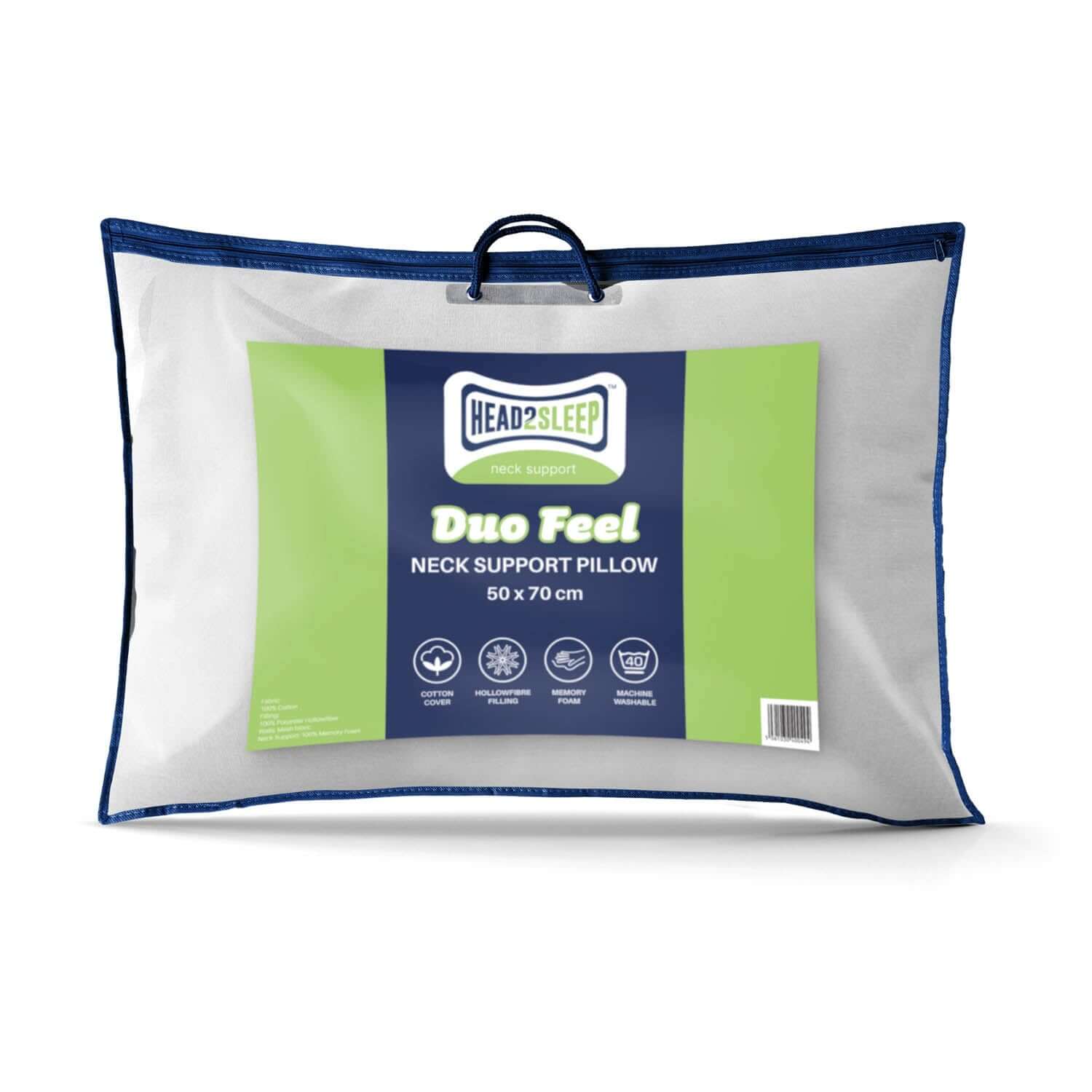 Head2Sleep Duo Feel Neck Support Pillow - CLEARANCE | UK's Leading Pillow Specialist | UK's Lowest Prices | Featuring UK's Best Brands including TEMPUR®, Dunlopillo, Hypnos, Silentnight, Sealy, Seriously Comfortable & More