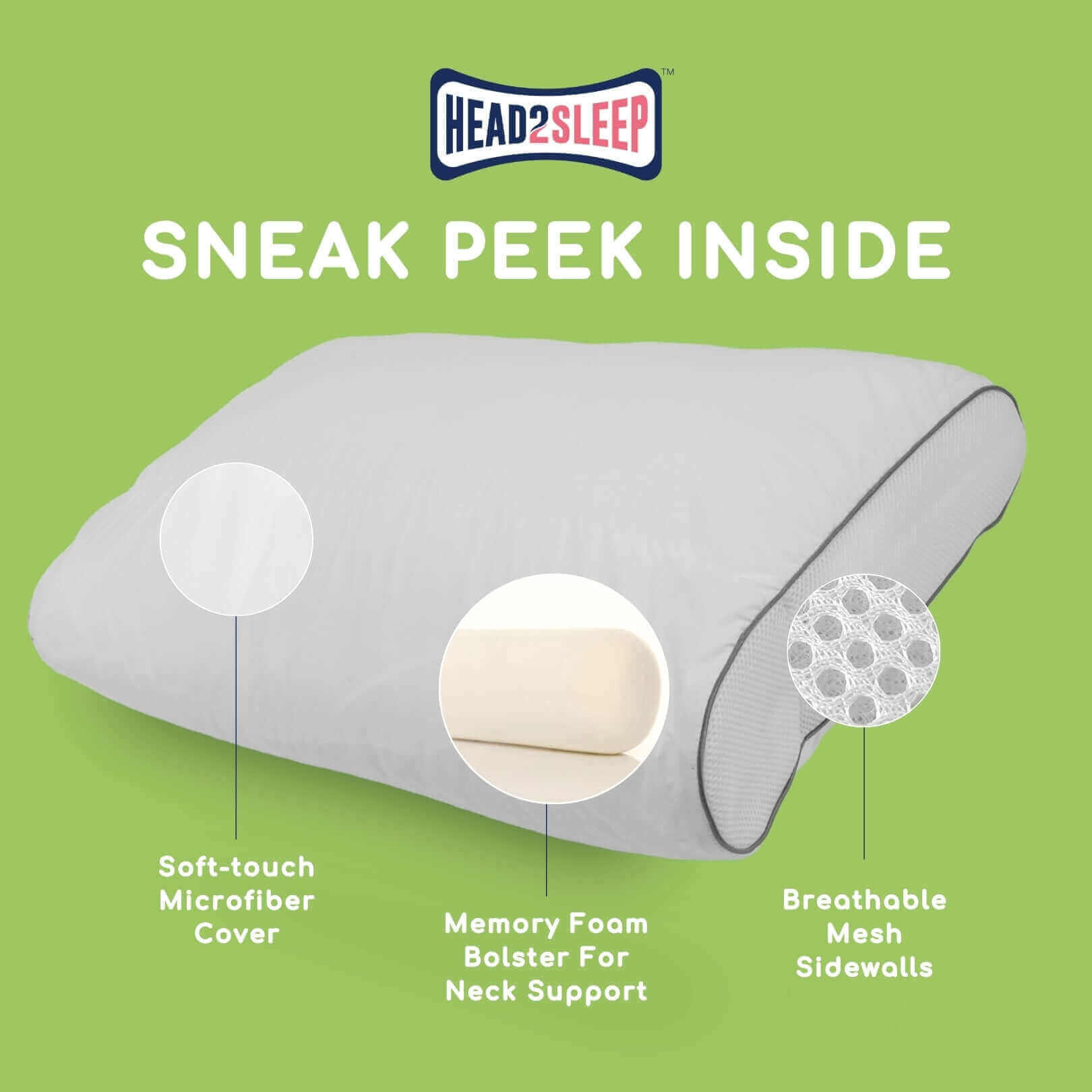 Head2Sleep Duo Feel Neck Support Pillow - CLEARANCE | UK's Leading Pillow Specialist | UK's Lowest Prices | Featuring UK's Best Brands including TEMPUR®, Dunlopillo, Hypnos, Silentnight, Sealy, Seriously Comfortable & More