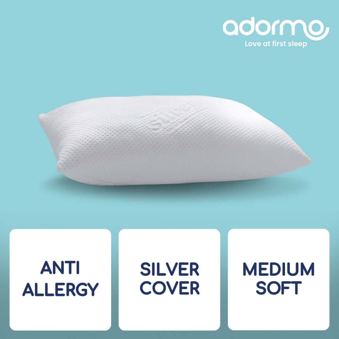Adormo Silver Luxury Anti-Allergy Pillow | UK's Leading Pillow Specialist | UK's Lowest Prices | Featuring UK's Best Brands including TEMPUR®, Dunlopillo, Hypnos, Silentnight, Sealy, Seriously Comfortable & More
