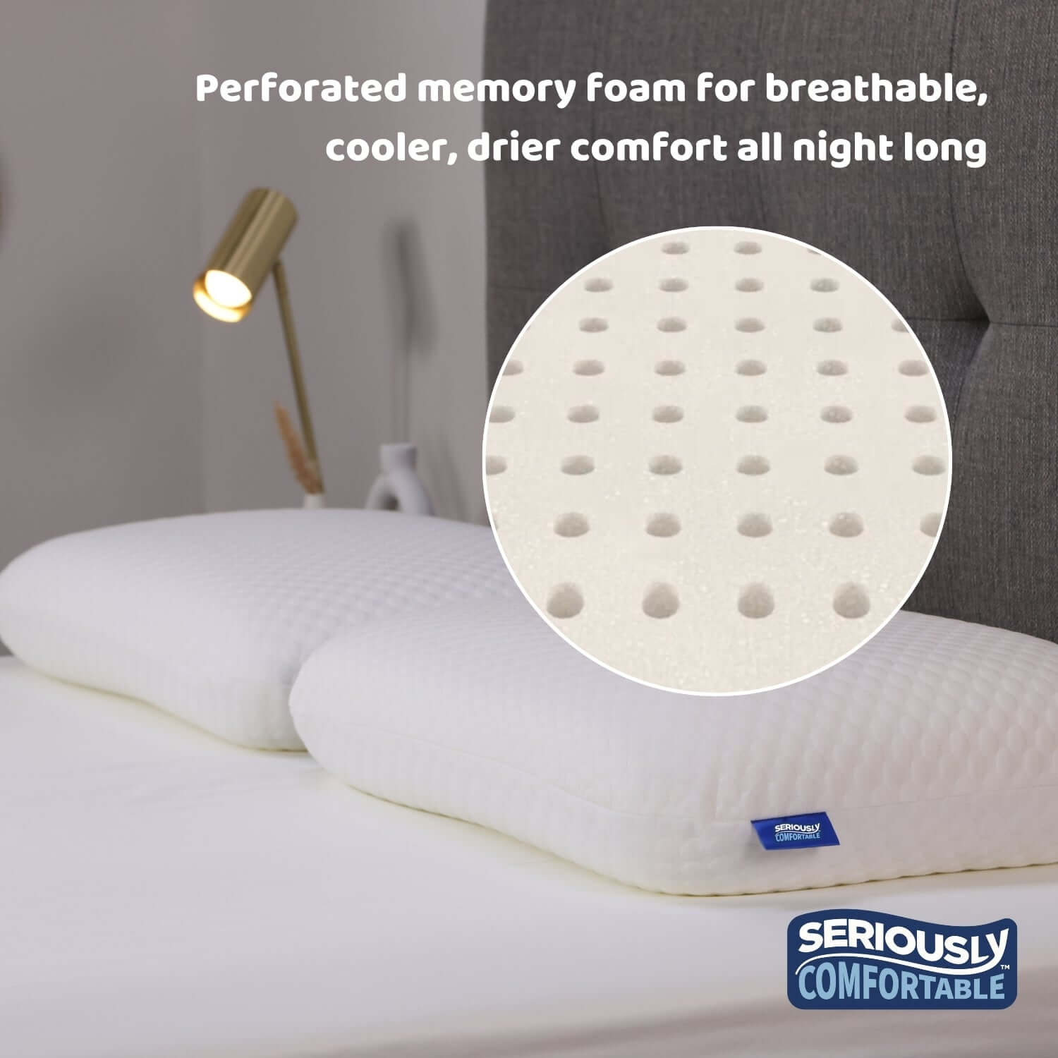 Seriously Comfortable Cool Memory Comfort Side Sleeper Pillow | UK's Leading Pillow Specialist | UK's Lowest Prices | Featuring UK's Best Brands including TEMPUR®, Dunlopillo, Hypnos, Silentnight, Sealy, Seriously Comfortable & More