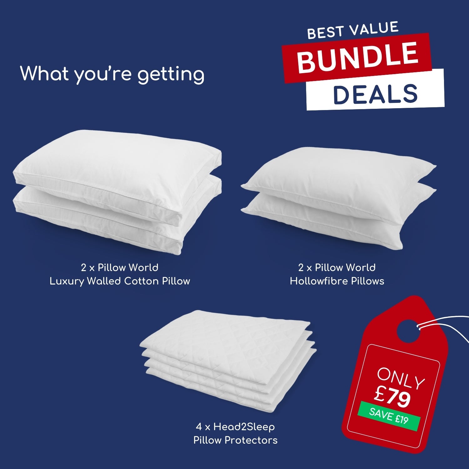 Luxury Cotton Bundle 2 Pairs with Pillow Protectors