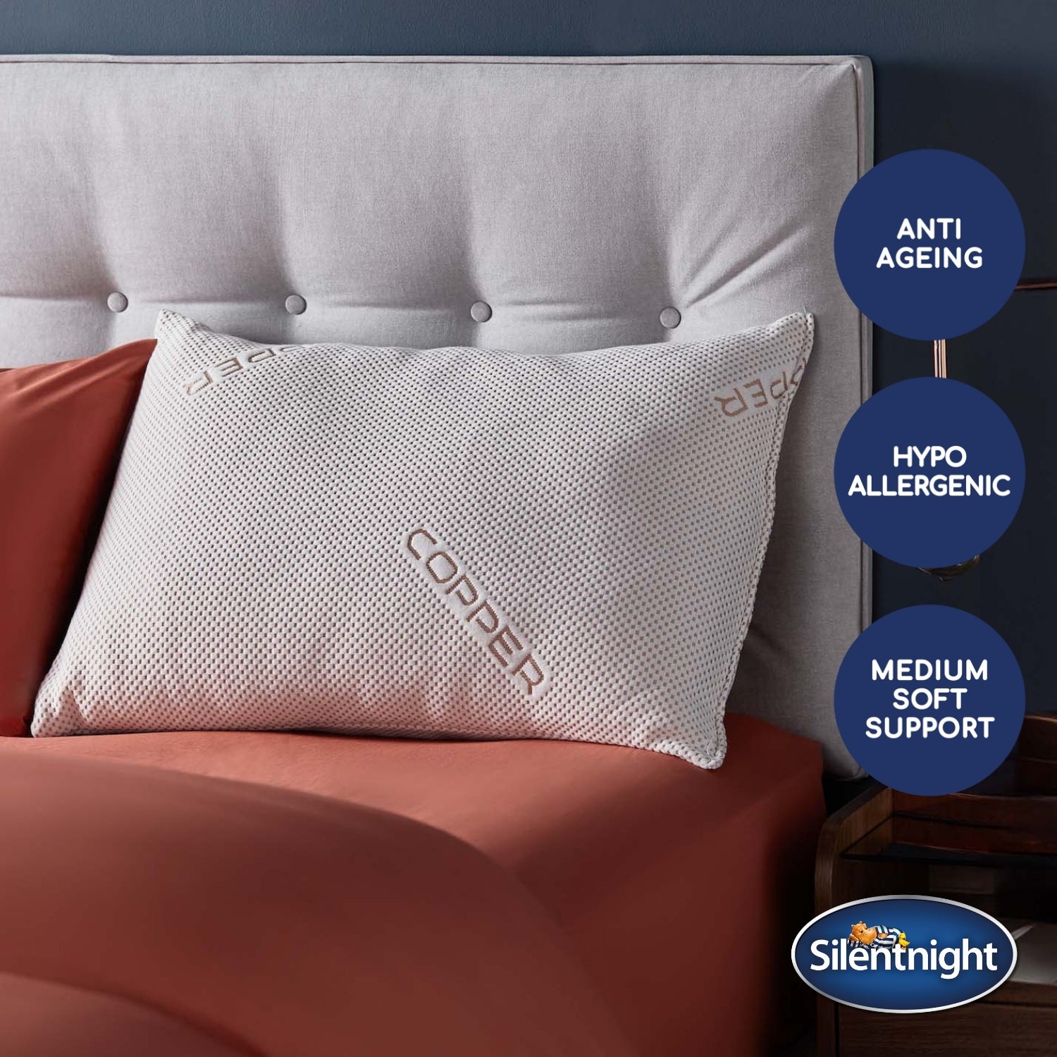 Silentnight Wellbeing Copper Infused Pillow - Medium Support