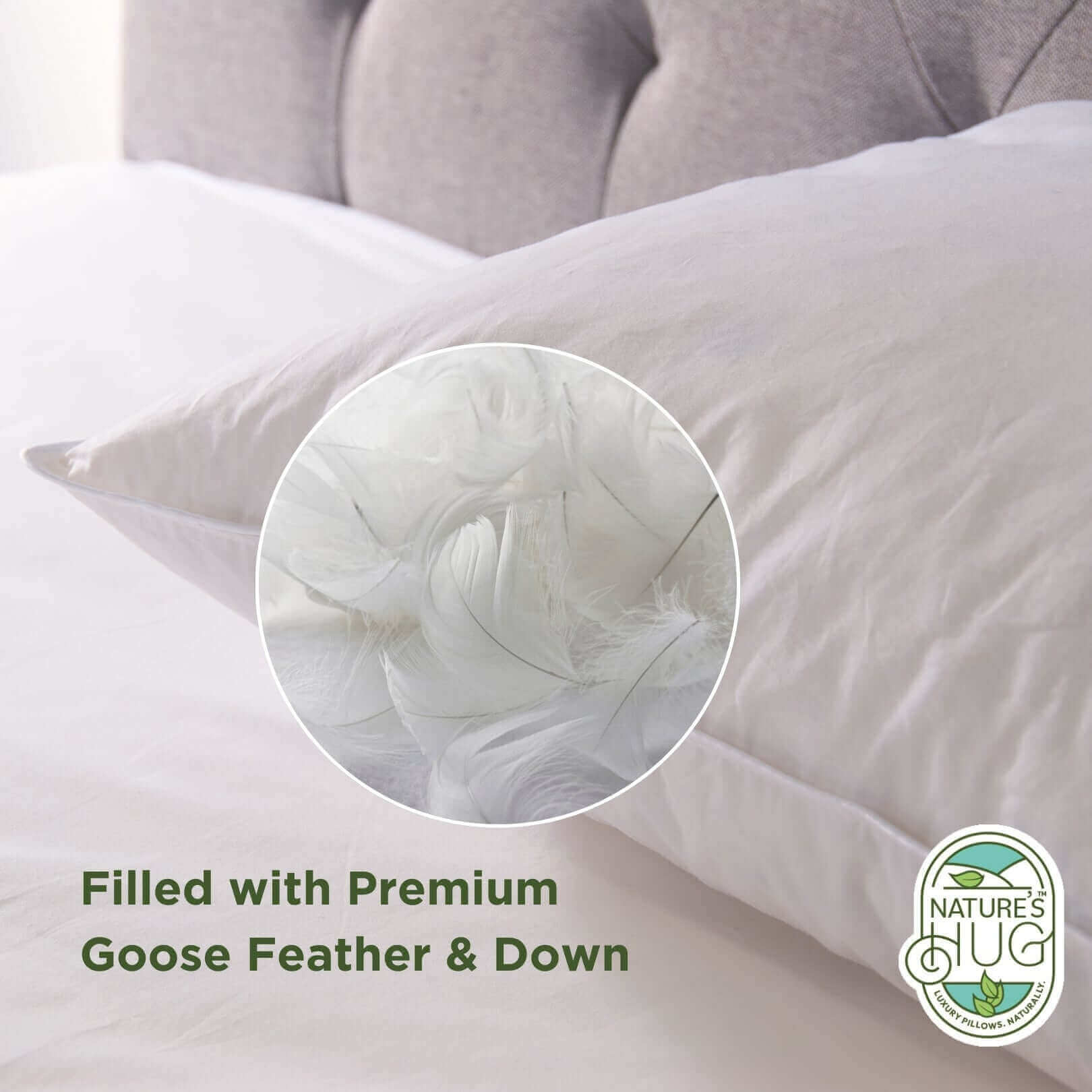 Nature's Hug Goose Feather and Down Pillow | UK's Leading Pillow Specialist | UK's Lowest Prices | Featuring UK's Best Brands including TEMPUR®, Dunlopillo, Hypnos, Silentnight, Sealy, Seriously Comfortable & More