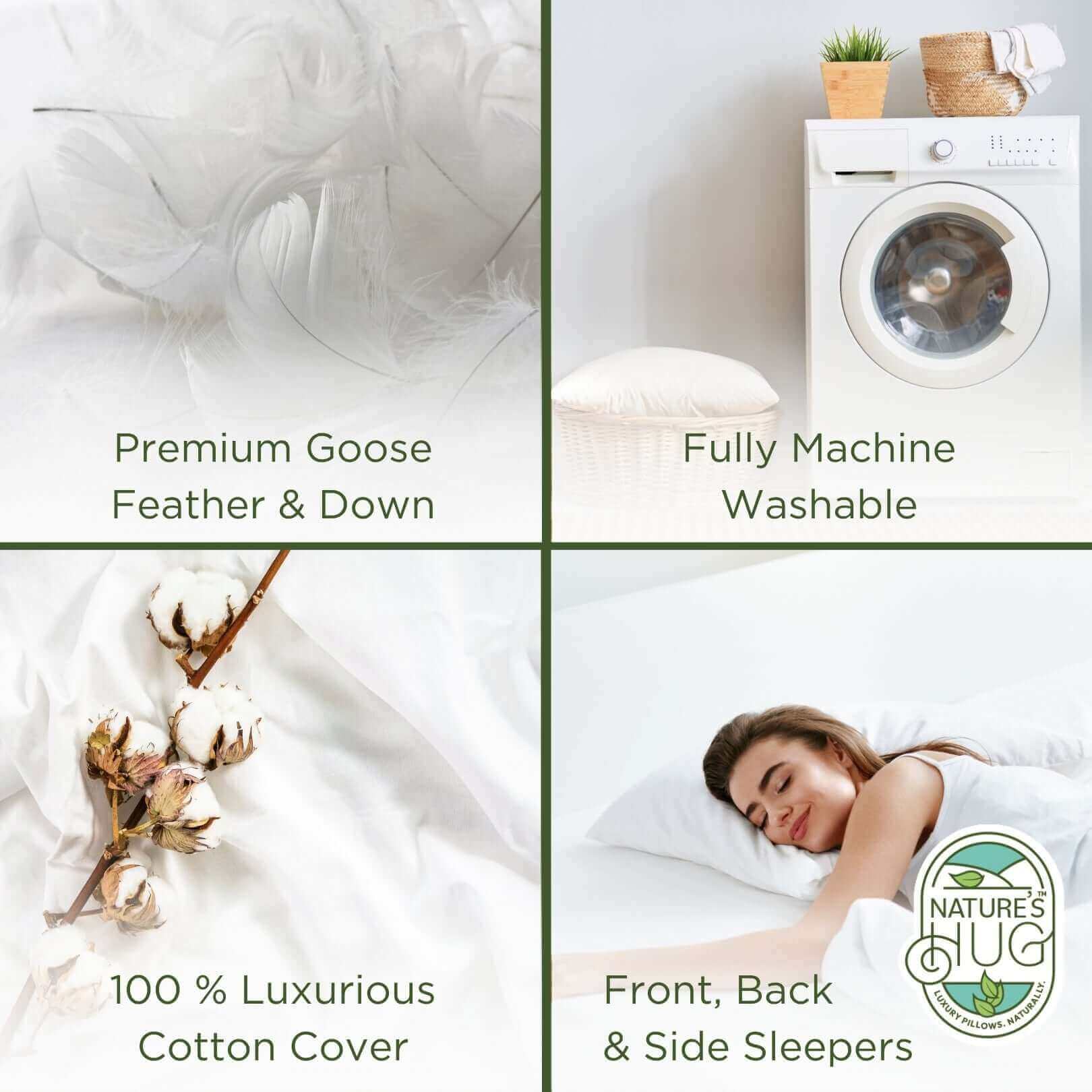 Nature's Hug Goose Feather and Down Pillow | UK's Leading Pillow Specialist | UK's Lowest Prices | Featuring UK's Best Brands including TEMPUR®, Dunlopillo, Hypnos, Silentnight, Sealy, Seriously Comfortable & More