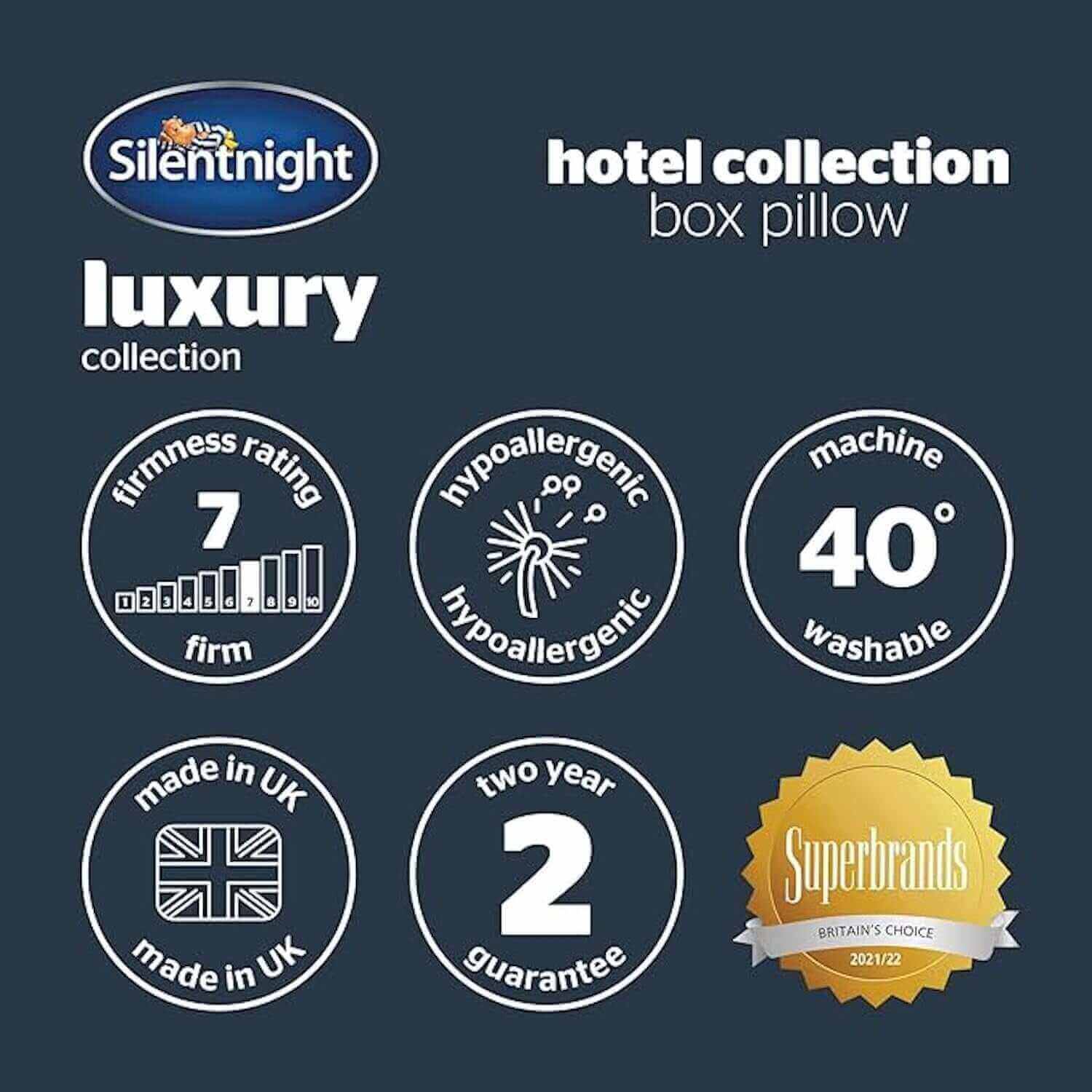 Silentnight Hotel Collection Box Pillow | UK's Leading Pillow Specialist | UK's Lowest Prices | Featuring UK's Best Brands including TEMPUR®, Dunlopillo, Hypnos, Silentnight, Sealy, Seriously Comfortable & More