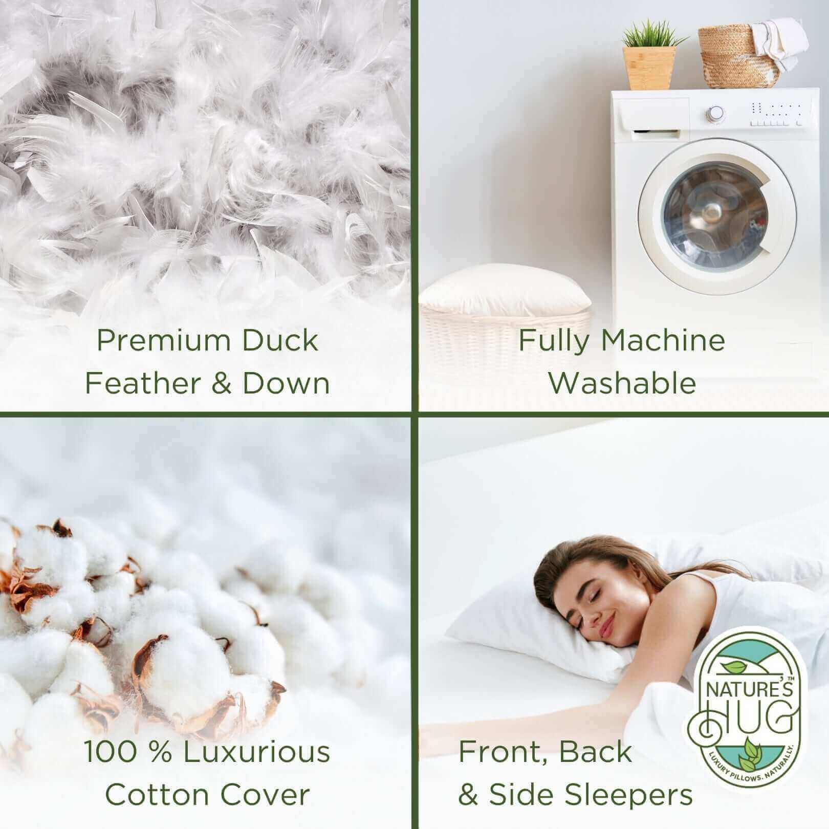 Nature's Hug Duck Feather and Down Pillow | UK's Leading Pillow Specialist | UK's Lowest Prices | Featuring UK's Best Brands including TEMPUR®, Dunlopillo, Hypnos, Silentnight, Sealy, Seriously Comfortable & More