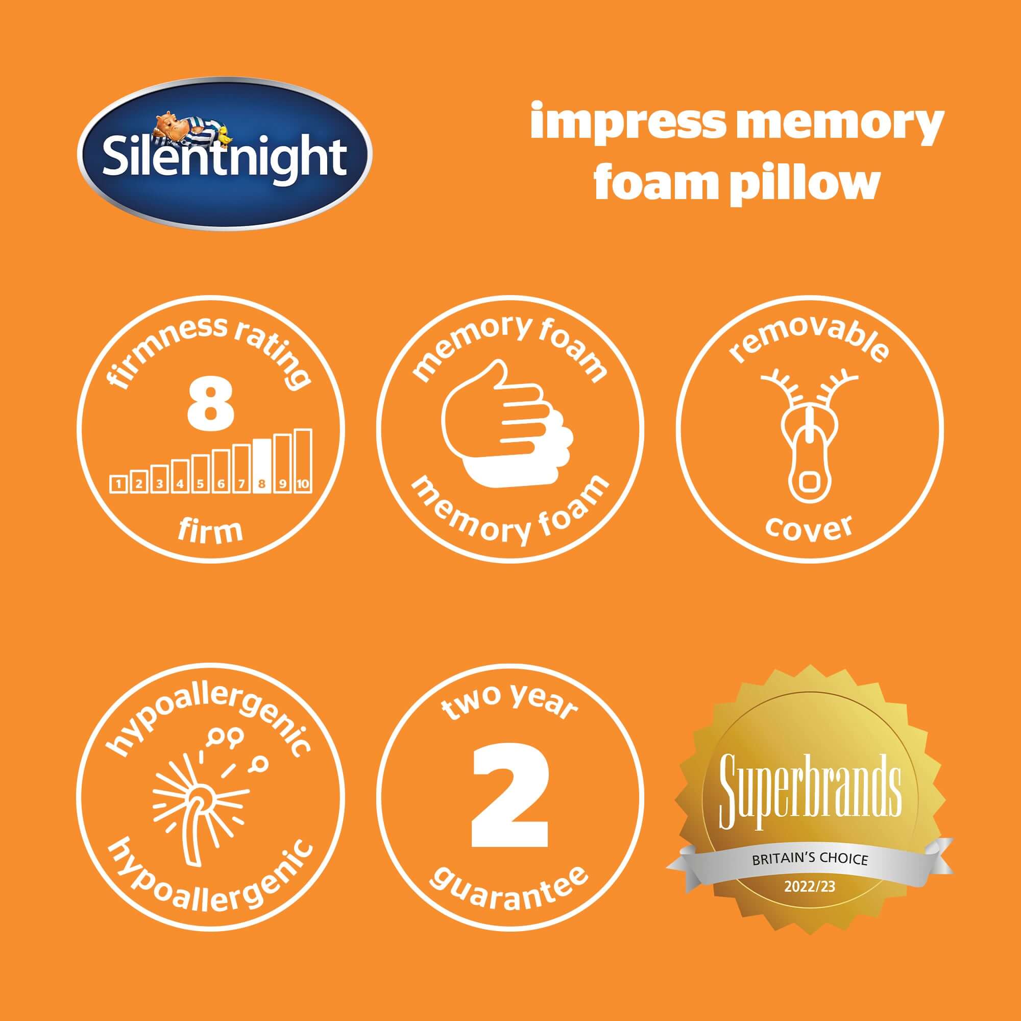 Silentnight Impress Memory Foam Firm Pillow | UK's Leading Pillow Specialist | UK's Lowest Prices | Featuring UK's Best Brands including TEMPUR®, Dunlopillo, Hypnos, Silentnight, Sealy, Seriously Comfortable & More