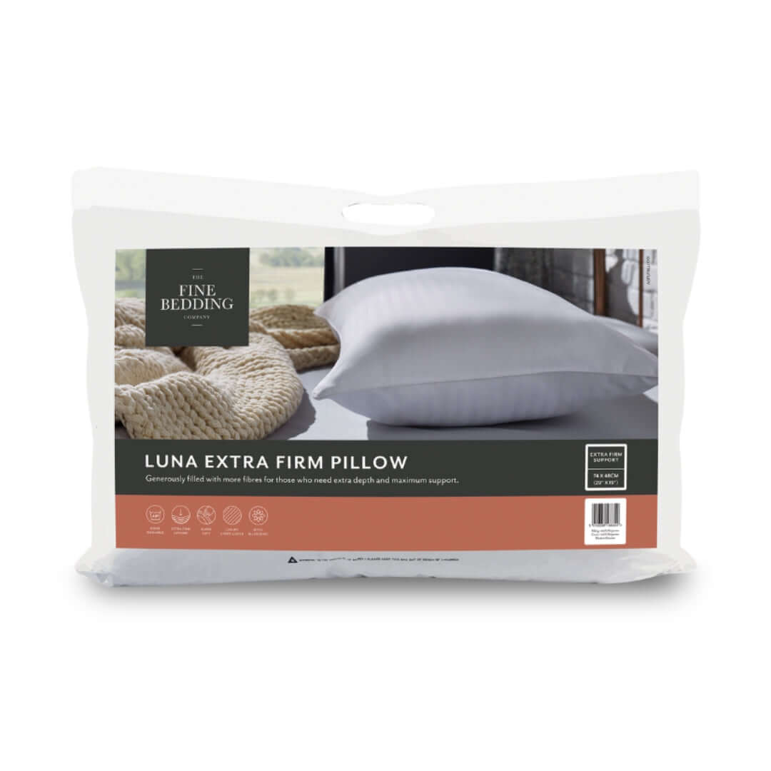 The Fine Bedding Company Luna Extra Firm Pillow | UK's Leading Pillow Specialist | UK's Lowest Prices | Featuring UK's Best Brands including TEMPUR®, Dunlopillo, Hypnos, Silentnight, Sealy, Seriously Comfortable & More