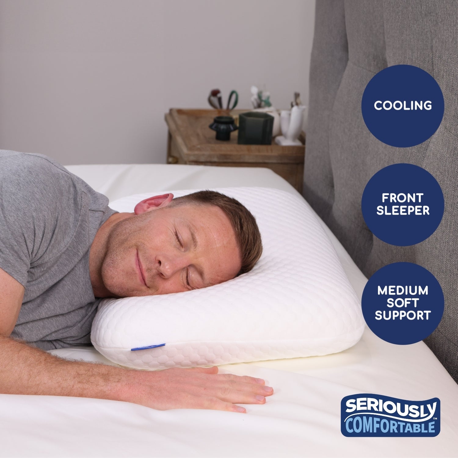 Seriously Comfortable	Cool Memory Comfort Front Sleeper Pillow