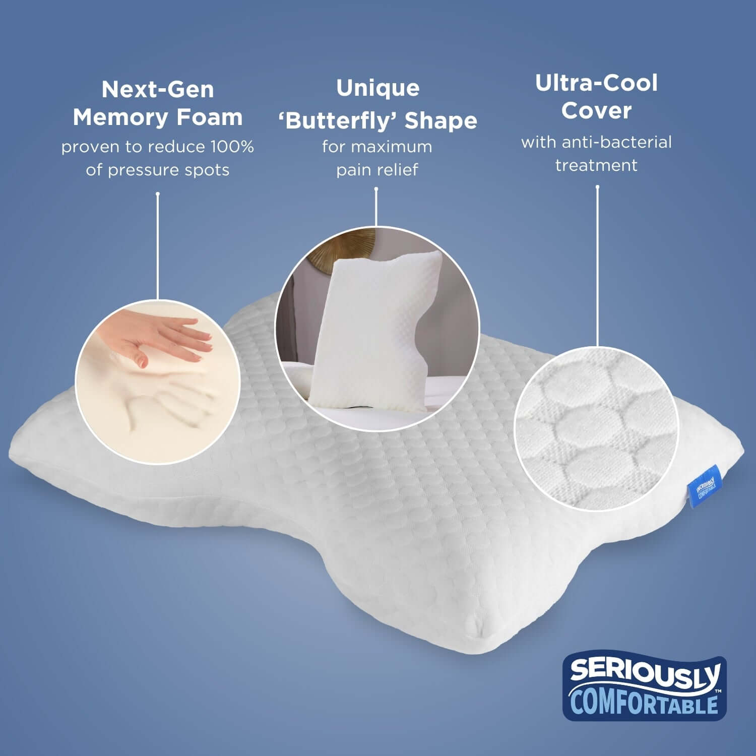 Seriously Comfortable Cool Ergo Comfort Pillow | UK's Leading Pillow Specialist | UK's Lowest Prices | Featuring UK's Best Brands including TEMPUR®, Dunlopillo, Hypnos, Silentnight, Sealy, Seriously Comfortable & More