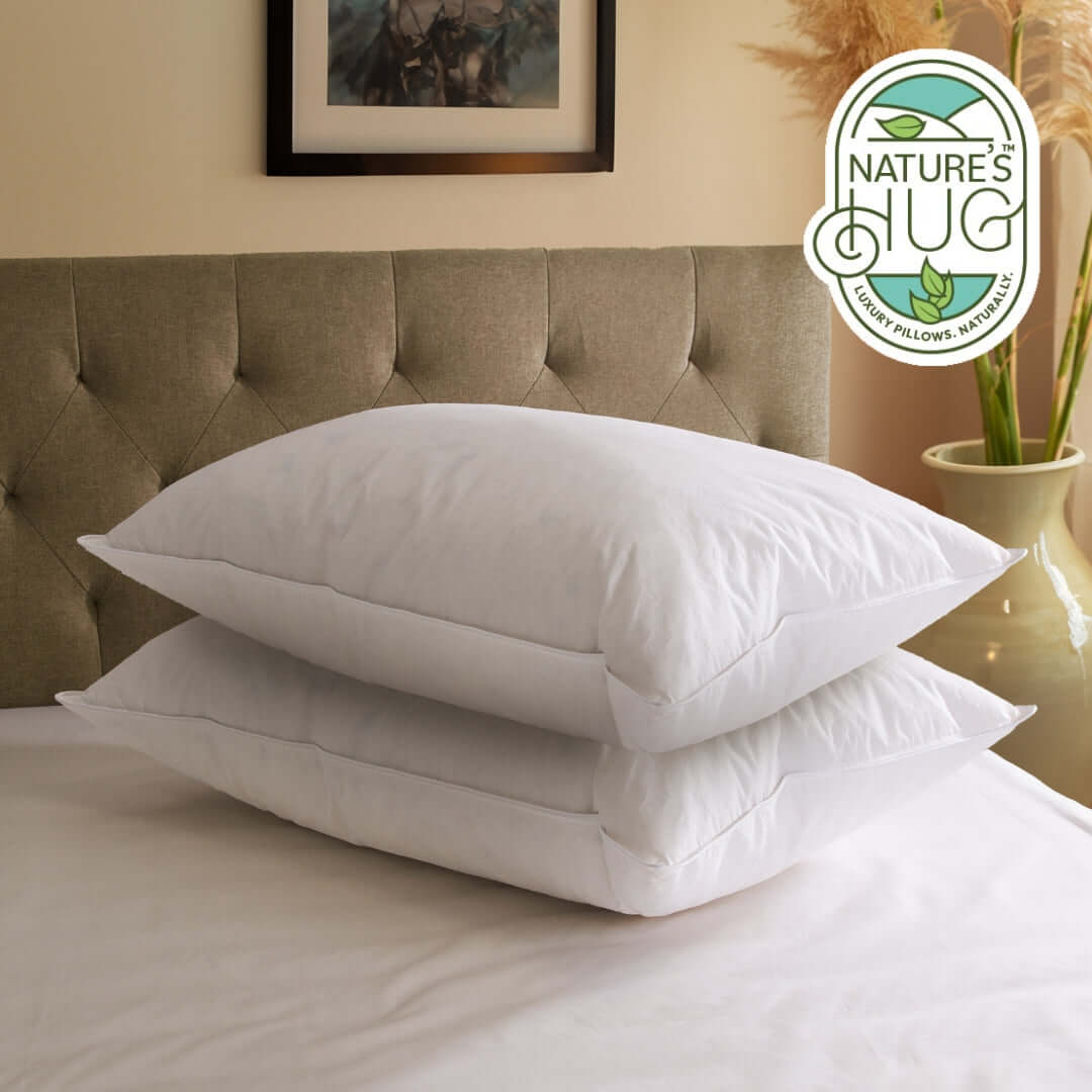 Nature's Hug Goose Feather and Down Pillow - Pack of 2 | UK's Leading Pillow Specialist | UK's Lowest Prices | Featuring UK's Best Brands including TEMPUR®, Dunlopillo, Hypnos, Silentnight, Sealy, Seriously Comfortable & More