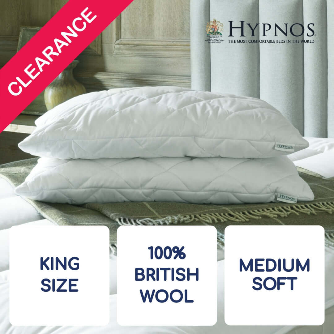 Hypnos King Size Wool Pillow - CLEARANCE | UK's Leading Pillow Specialist | UK's Lowest Prices | Featuring UK's Best Brands including TEMPUR®, Dunlopillo, Hypnos, Silentnight, Sealy, Seriously Comfortable & More