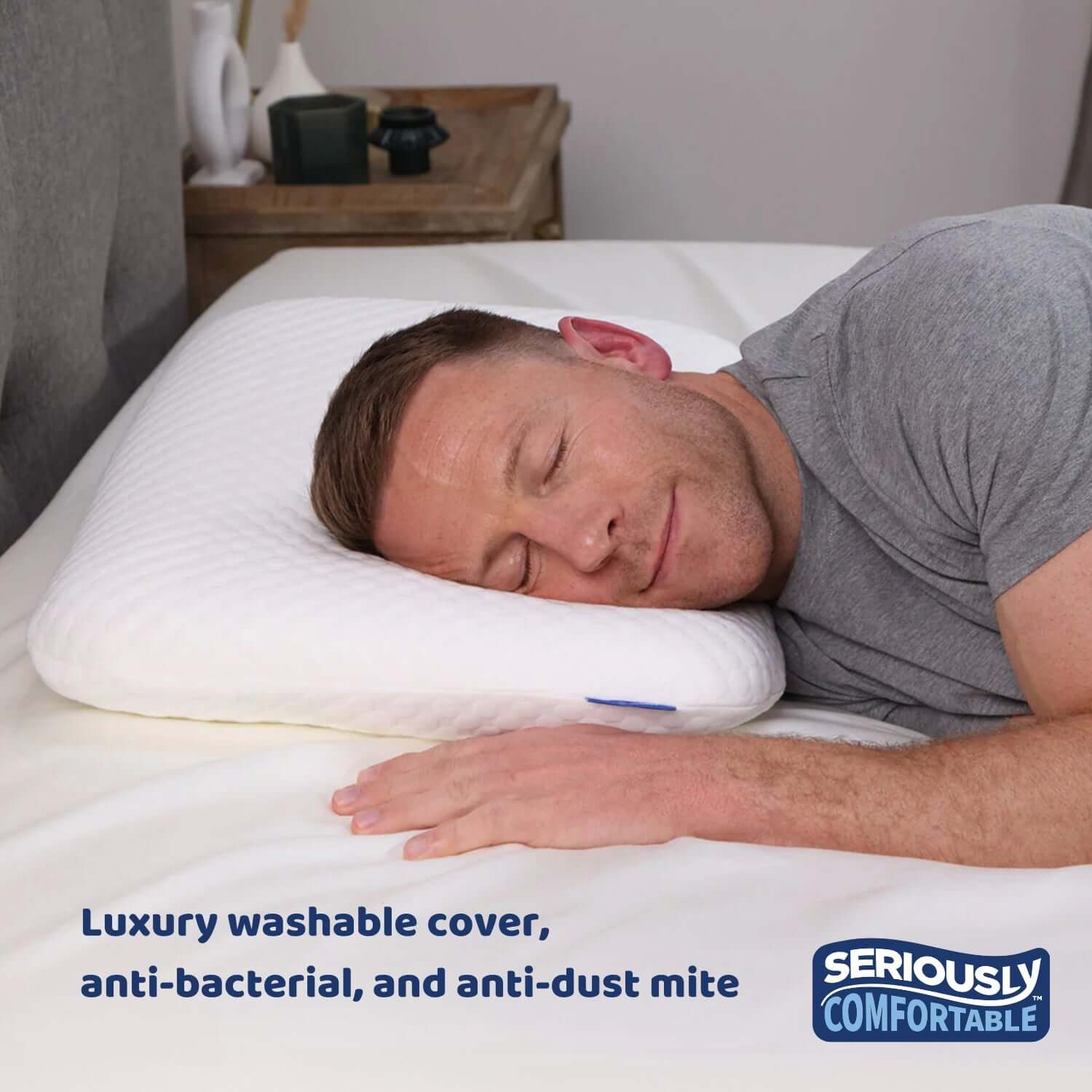 Seriously Comfortable Cool Memory Comfort Side Sleeper Pillow | UK's Leading Pillow Specialist | UK's Lowest Prices | Featuring UK's Best Brands including TEMPUR®, Dunlopillo, Hypnos, Silentnight, Sealy, Seriously Comfortable & More