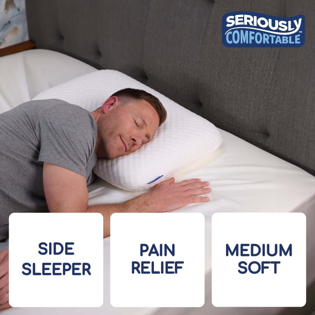 Seriously Comfortable Memory Comfort Side Sleeper Pillow | UK's Leading Pillow Specialist | UK's Lowest Prices | Featuring UK's Best Brands including TEMPUR®, Dunlopillo, Hypnos, Silentnight, Sealy, Seriously Comfortable & More