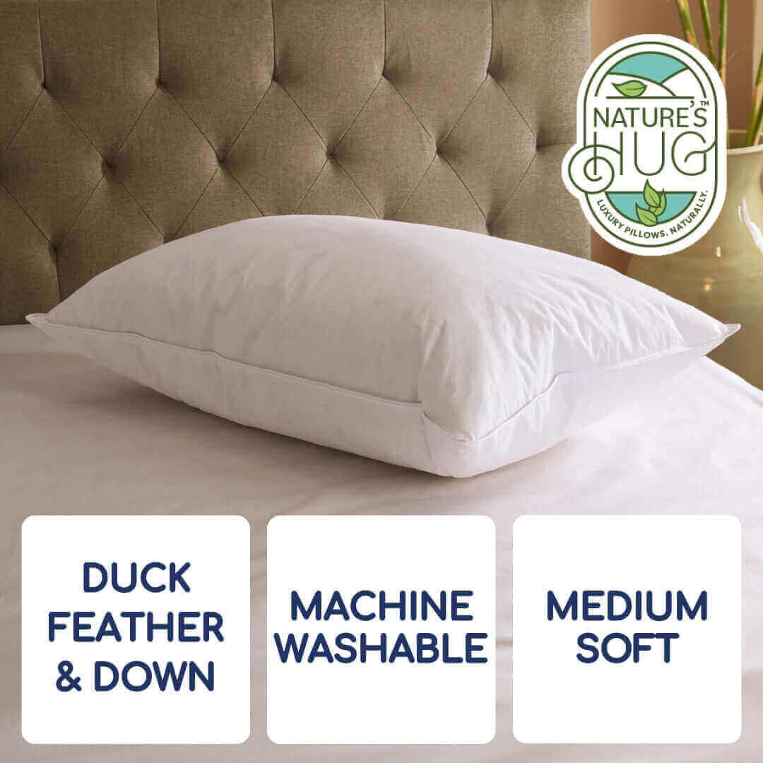 Nature's Hug Duck Feather and Down Pillow | UK's Leading Pillow Specialist | UK's Lowest Prices | Featuring UK's Best Brands including TEMPUR®, Dunlopillo, Hypnos, Silentnight, Sealy, Seriously Comfortable & More