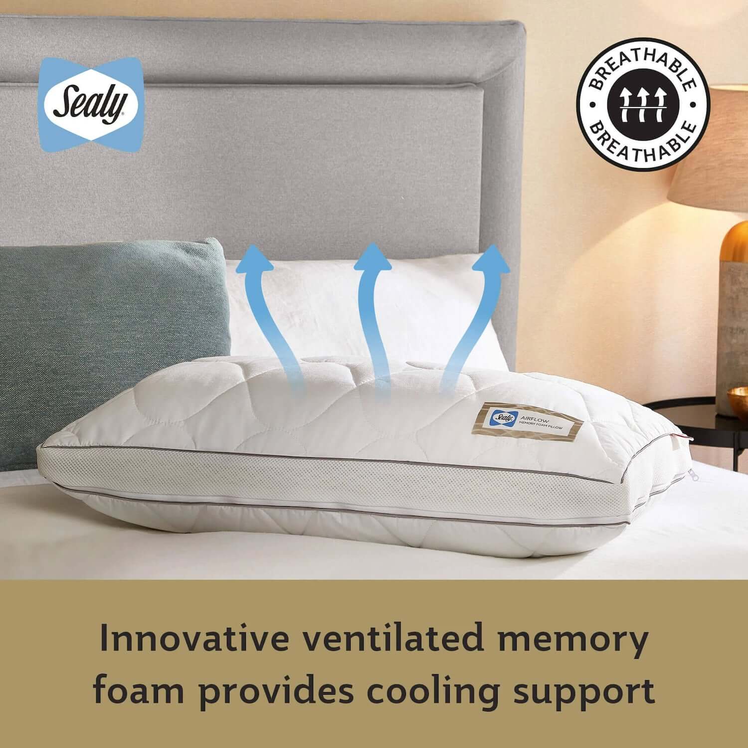 Sealy Airflow Memory Foam Pillow | UK's Leading Pillow Specialist | UK's Lowest Prices | Featuring UK's Best Brands including TEMPUR®, Dunlopillo, Hypnos, Silentnight, Sealy, Seriously Comfortable & More