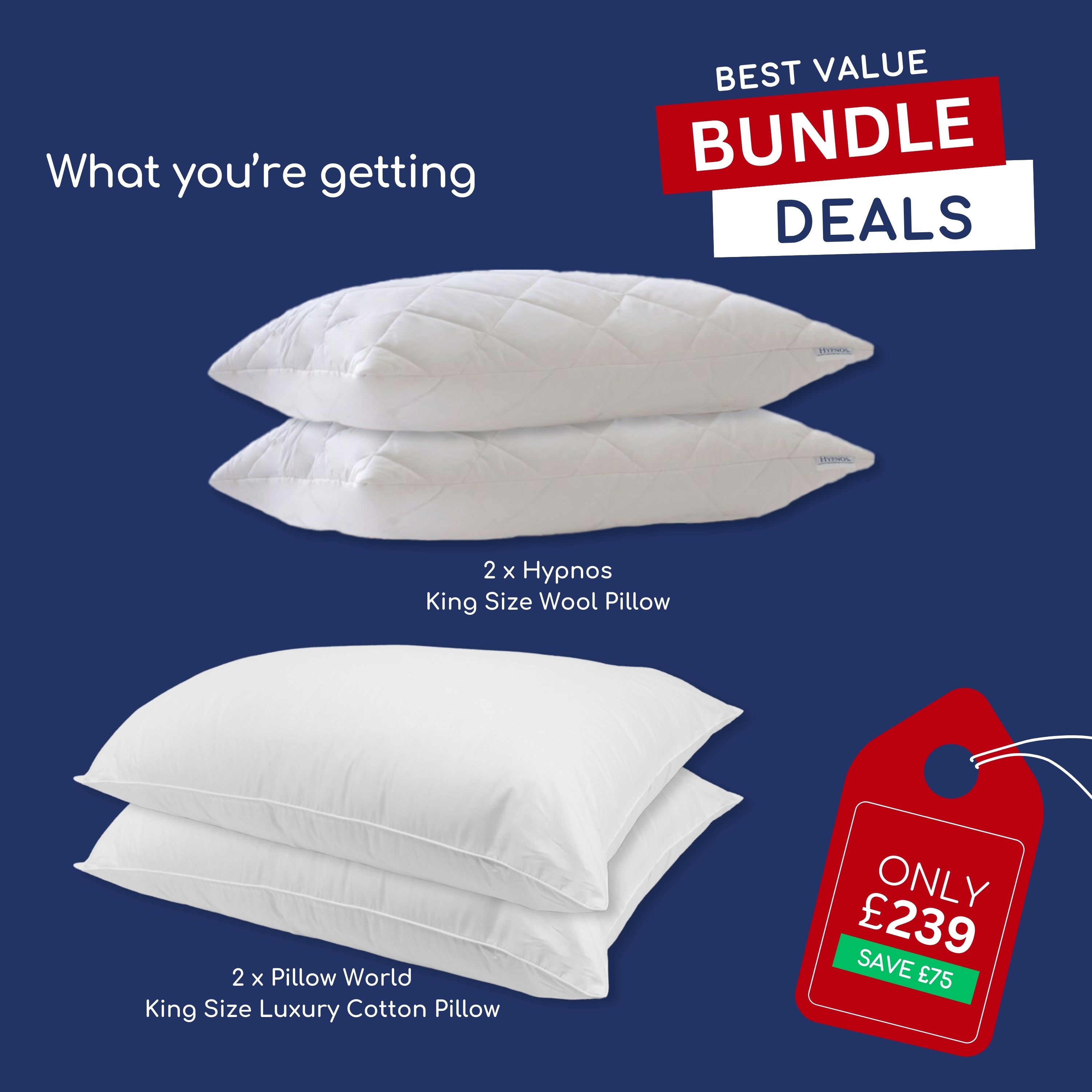 Hypnos Kingsize Bundle - 4 King Size Pillows