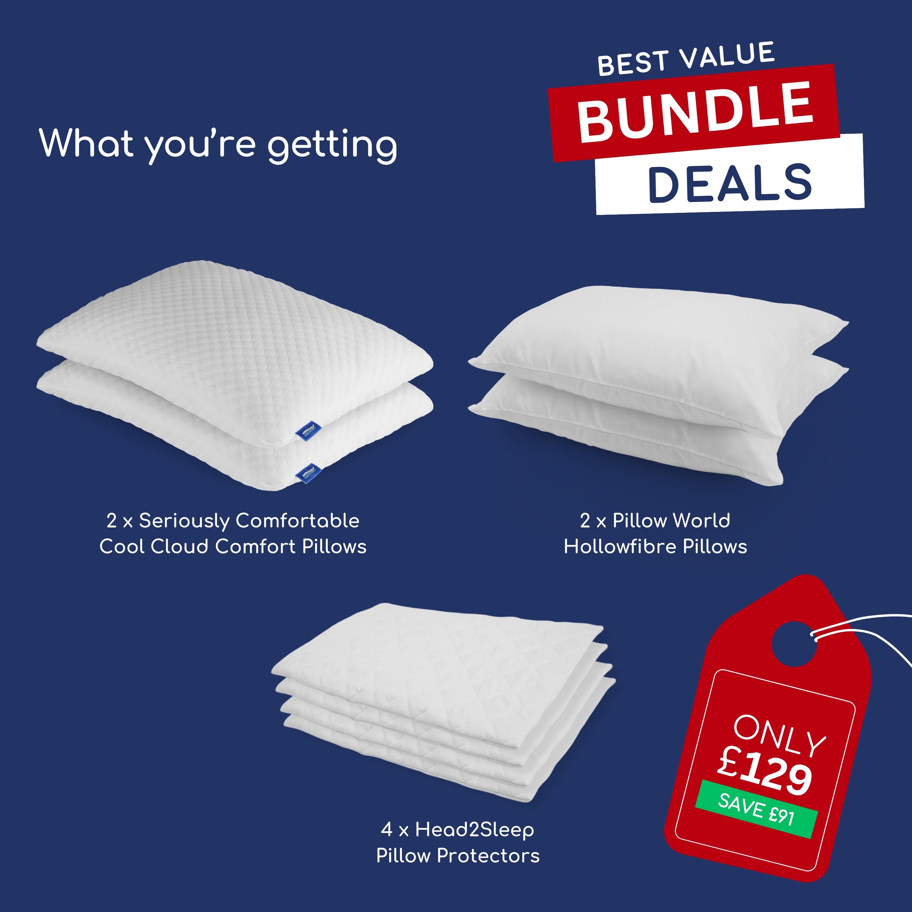 Cooling Pillow Bundle - 2 Pairs with Pillow Protectors