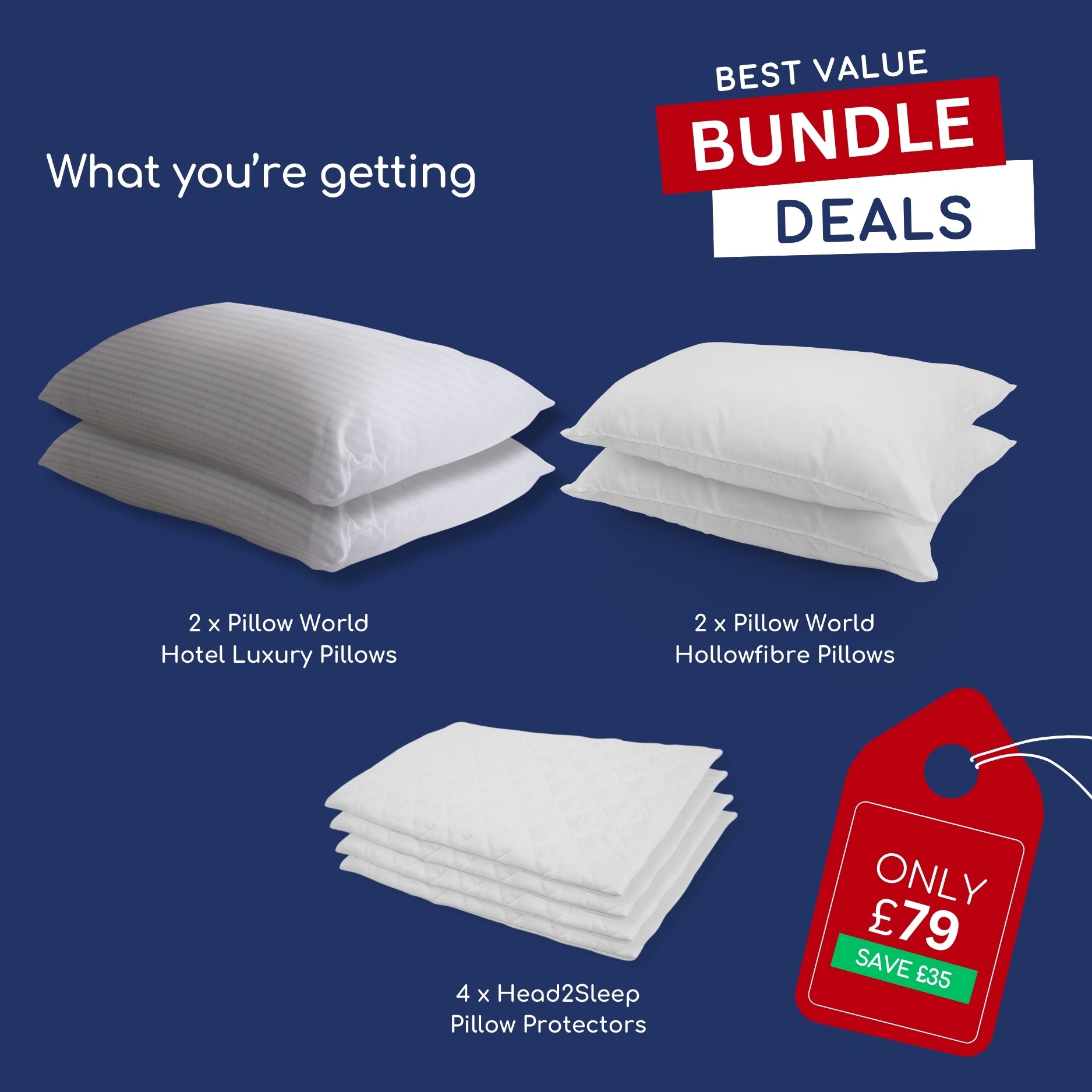 Luxury Hotel Pillow Bundle - 4 Pillows with Pillow Protectors