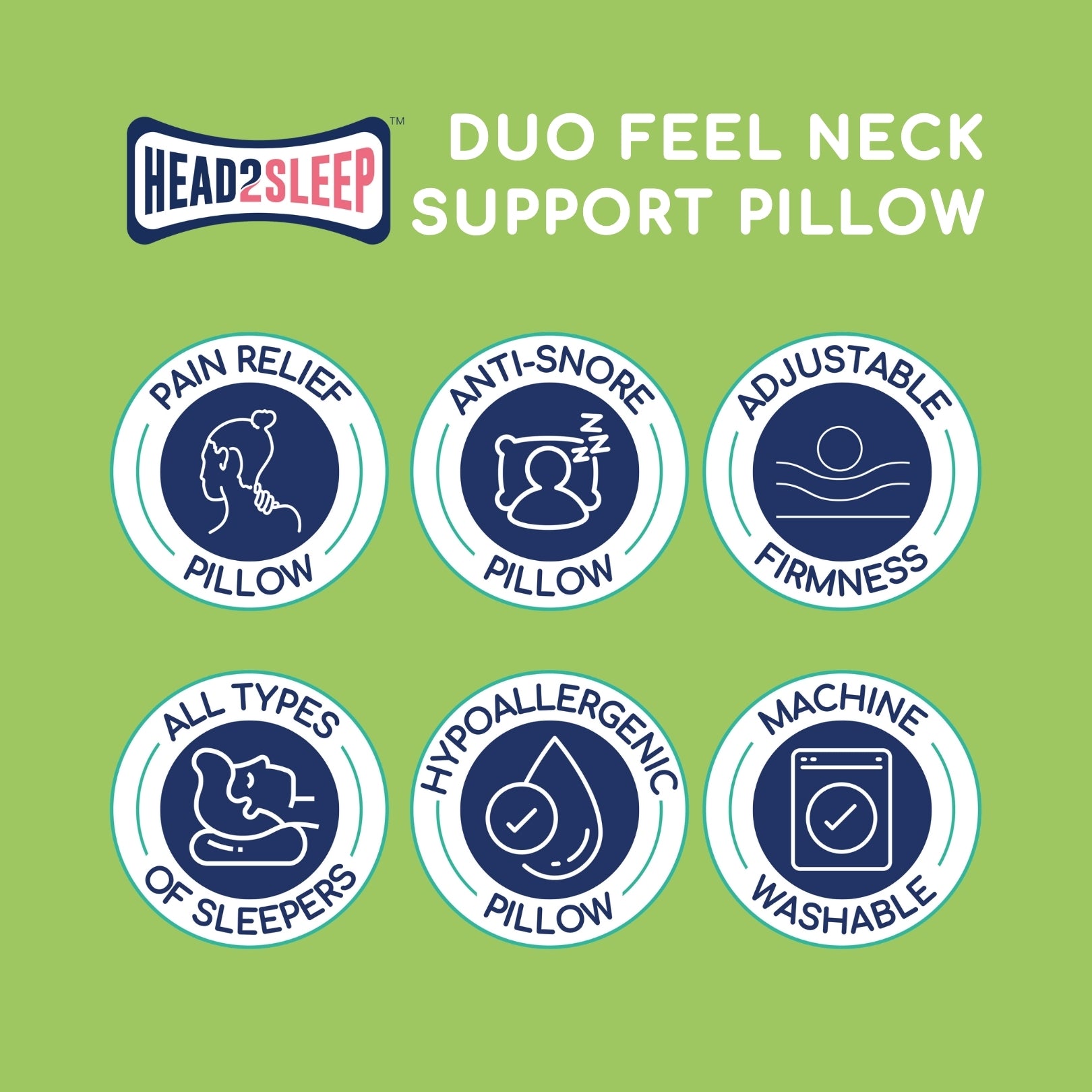 Head2Sleep Duo Feel Neck Support Pillow - Pack of 4