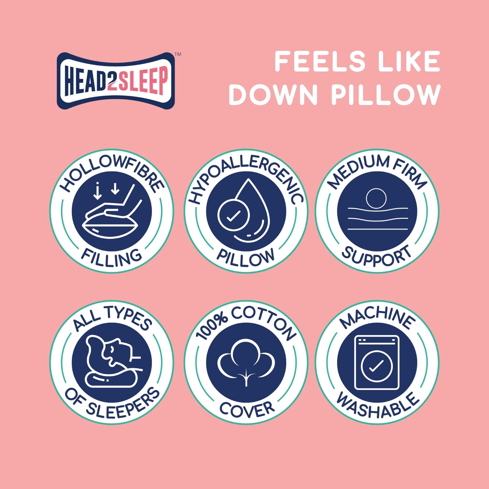 Head2Sleep Feels Like Down Pillow