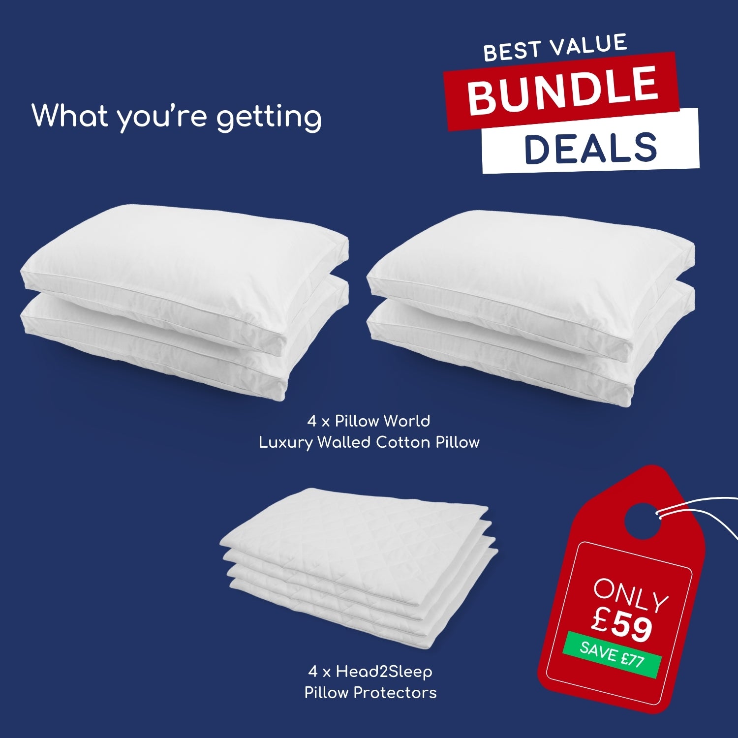 Luxury Hotel Pillow Bundle - 4 Pillows with Pillow Protectors