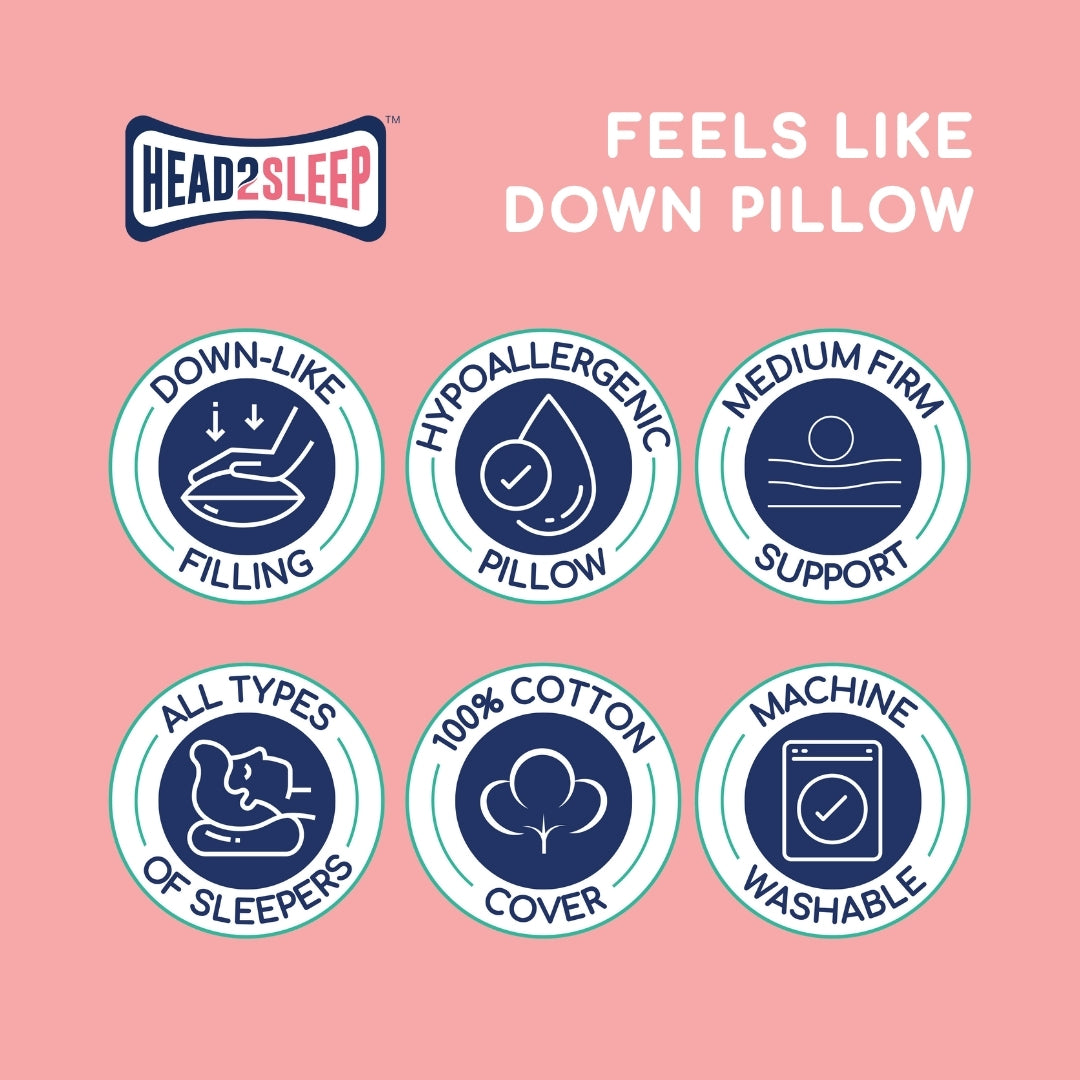 Head2Sleep Feels Like Down Pillow - Pack of 2