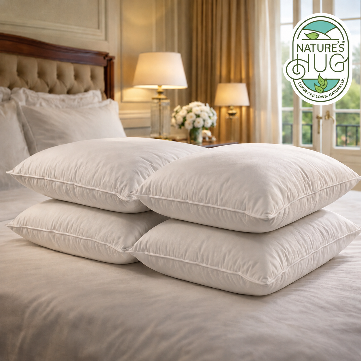 Duck Feather and Down Pillows - Pack of 4 by Nature's Hug