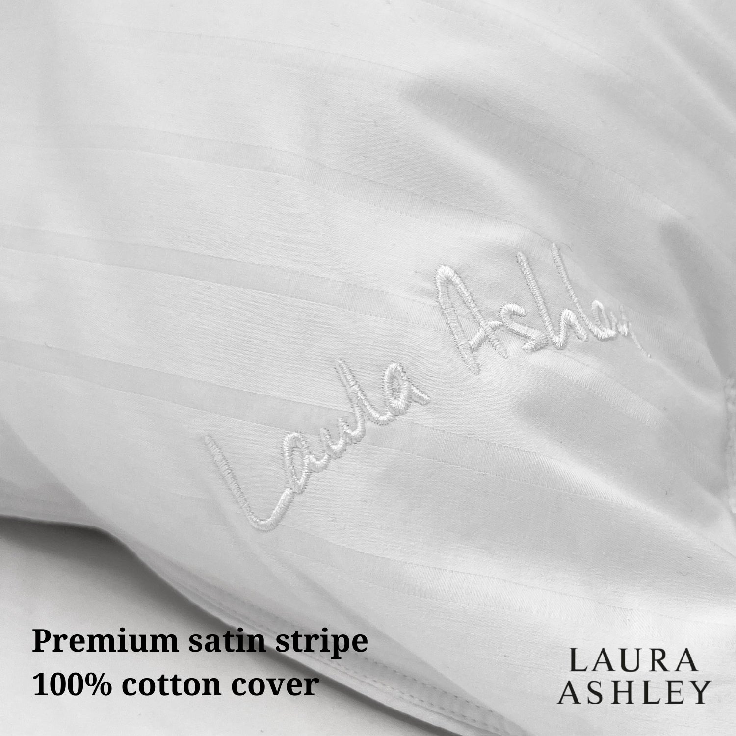 Laura Ashley Luxury Side Sleeper Pillow with luxury satin cover 