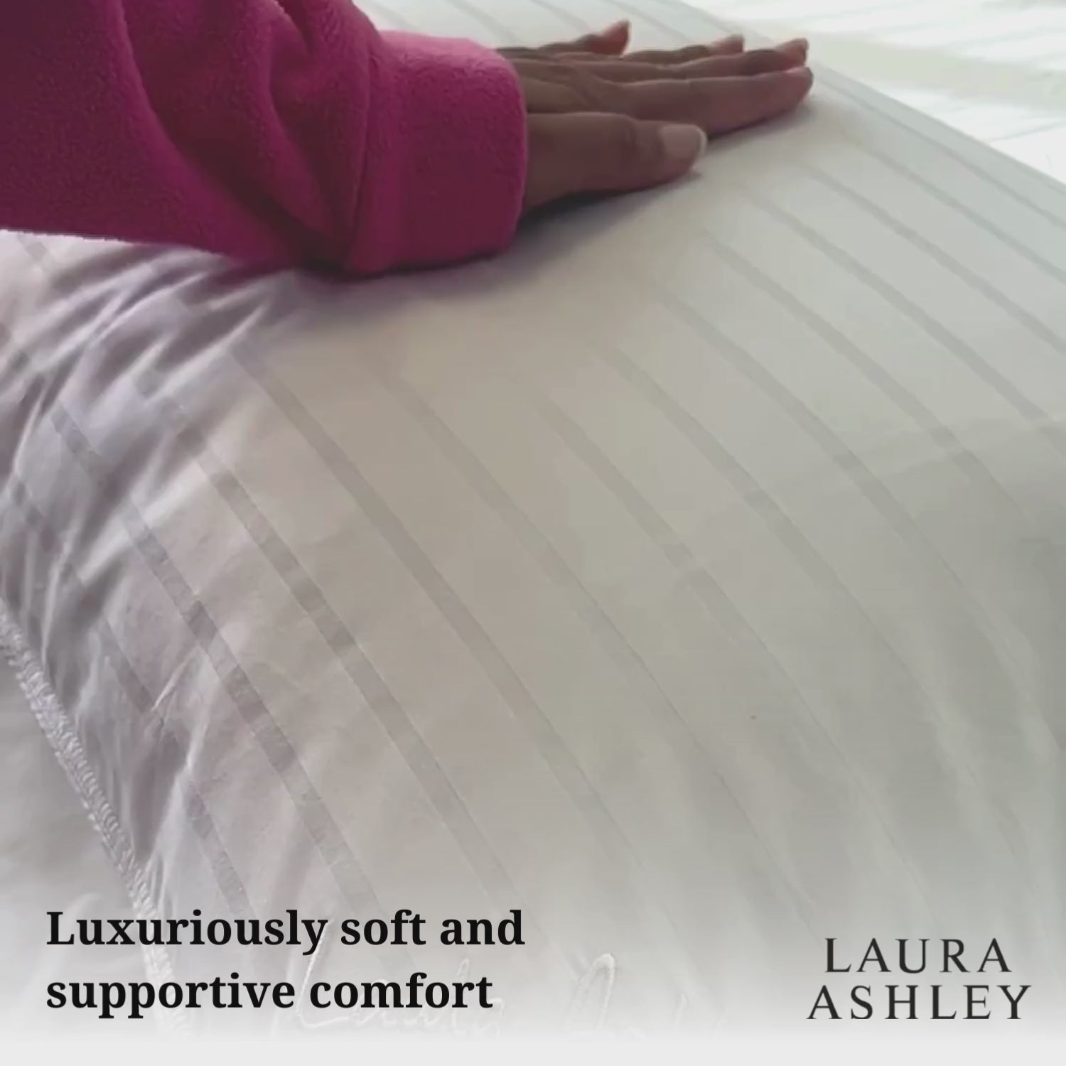 Laura Ashley Duck Feather and Down video showing the pillows bounce back